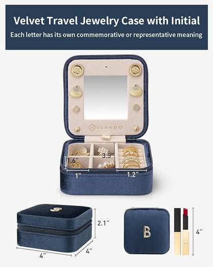 Vlando Preppy Stuff for Teen Girls, Girls Jewelry Box, Teen Girl Chid Gifts Trendy Stuff, Monogrammed Gifts Travel Jewelry Case, Gifts for Teen Girls, Things for Teen Girls - Letter B, Dark Blue