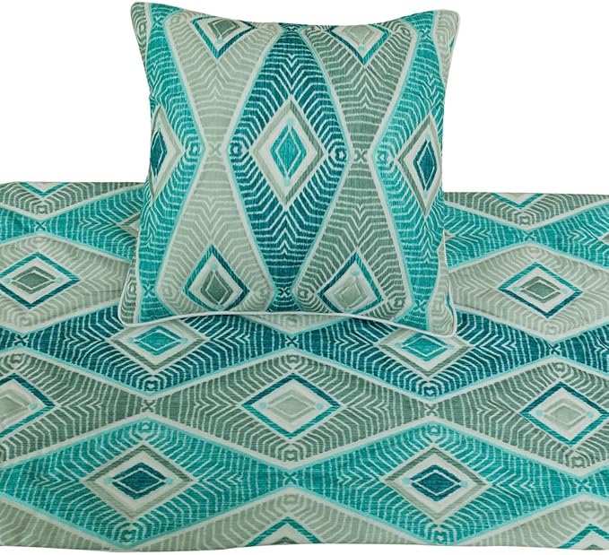 The HomeCentric King/Queen/Twin Blue, Ivory & Grey Decorative Full 68"x18" Bed Runner Without Pillow Cover, Quilted & Printed Bed Scarf on Cotton Fabric - Tallulah