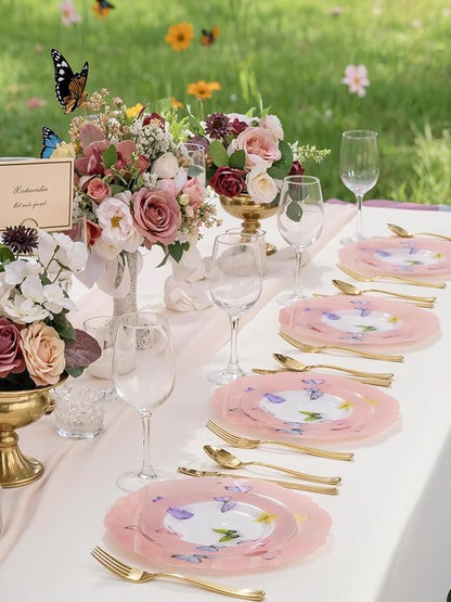 20PCS Pink Butterfly Plates