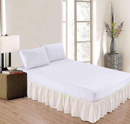 SlumberWell Full Bed Skirt with Split Corners, Soft Microfiber, 15 Inch Drop, Ivory Solid, Elegant Ruffled Design
