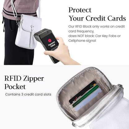 befen Genuine Leather Small Crossbody Bags for Women, Multi Pocket Cell Phone Crossbody Purse with RFID Blocking Card Slots