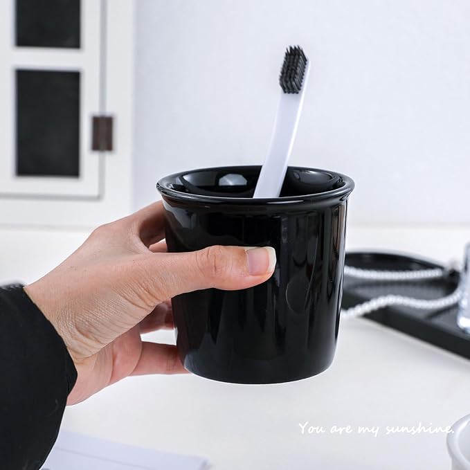 Ceramic household toothbrush cup, 300ml large capacity | Minimalist handle-less