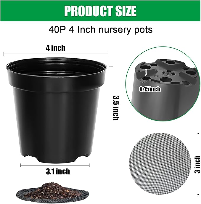 40 Pack 4 Inch Plant Nursery Pots