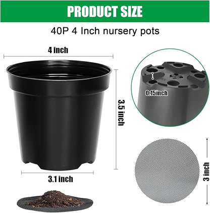 40 Pack 4 Inch Plant Nursery Pots