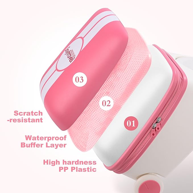 Kids Ride-on Luggage with Spinner Wheels Suitcase, Kid's Ride-On Suitcase Help Your Child Relax, Carry On Trolley Luggage (lightpink)