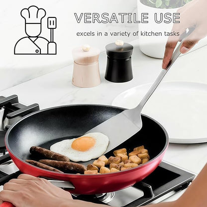 Cooking Utensils Set 4pcs - Stainless Steel Kitchen Utensils, Heavy Duty Metal Utensils Set with Stainless Steel Spatula Set Wok Spatula, Serving Spoons, Ergonomic Handle and Dishwasher Safe
