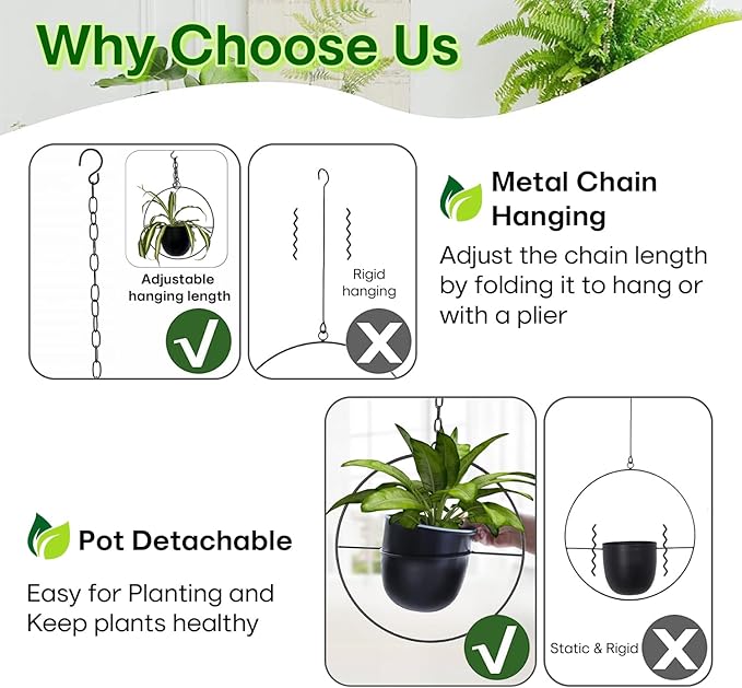 2 Pack Hanging Planters for Indoor Plants