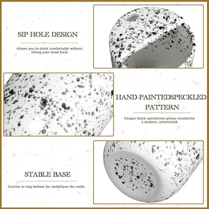 Ceramic Coffee Mug with Sip Hole 10 oz Speckled Pattern Coffee Cup Retro Hand