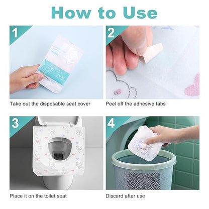 100 Packs Toddler Toilet Seat Covers Disposable, Disposable Toilet Seat Covers for Travel Waterproof Non-Woven, Travel Essentials for Kids Toddlers Potty Training (Individual Package)
