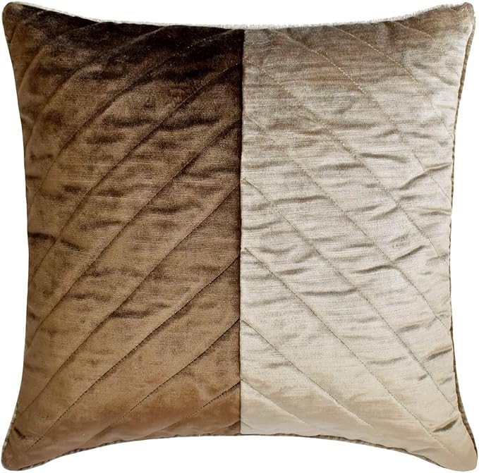 The HomeCentric King/Queen/Twin Brown Decorative Bed Runner King 90"x18" Bed Runner with Two Pillow Cover, Solid, Chevron, Patchwork, Quilted Bed Scarf on Velvet Fabric - Plush Divide