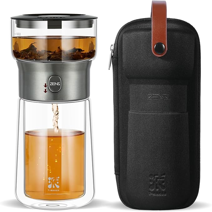 ZENS Modern Tea Infuser Teapot, One Touch Tea Maker