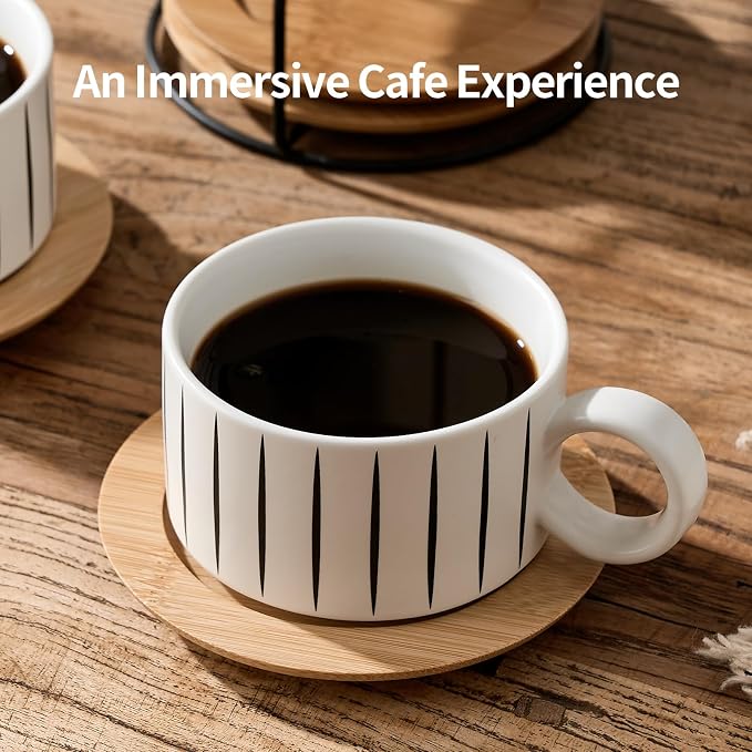 LUKA 6 Ounce Porcelain Stackable Espresso Cups