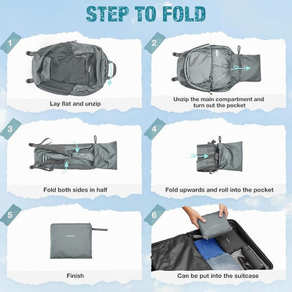 G4Free Packable Hiking Backpack 20L Lightweight Foldable Travel Daypack with Thickened Back Panel for Men Women(Grey)