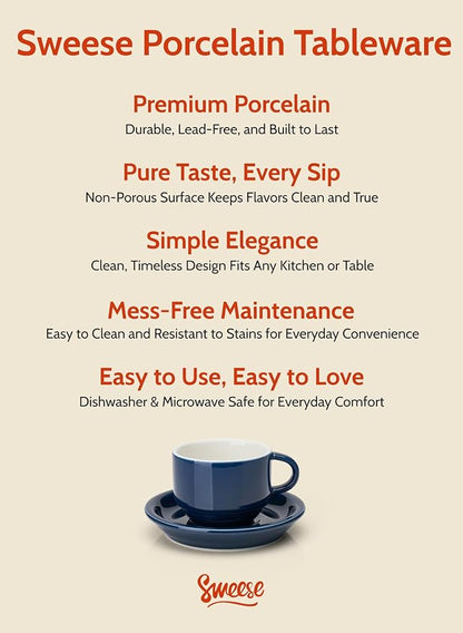 Sweese 8 Ounce Porcelain Stackable Cappuccino Cups