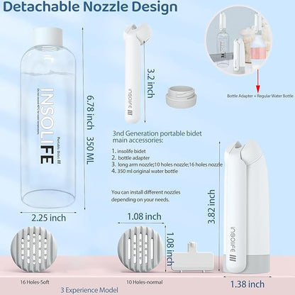 Portable Bidet | High Pressure | Travel Bidets with 2 Different Nozzle | Rechargeable Electric Portable Bidet for Men & Women | Portable Bidets for Travel