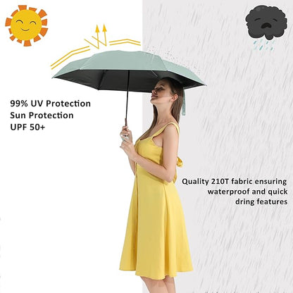 BAODINI Small UV Protection Travel Umbrella Compact for Rain and Sun UPF 50+ 41 inch Portable Umbrella for Women and Men