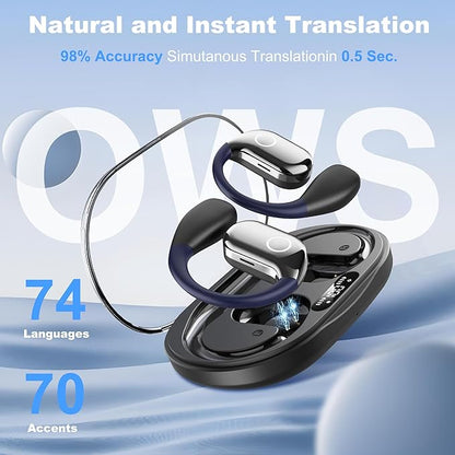 AI Language Translation Earbuds, Translator Earbuds Real Time with iOS & Android, Noise Cancelling,144-Language Bluetooth Headphones Translating Device for Travel and Business