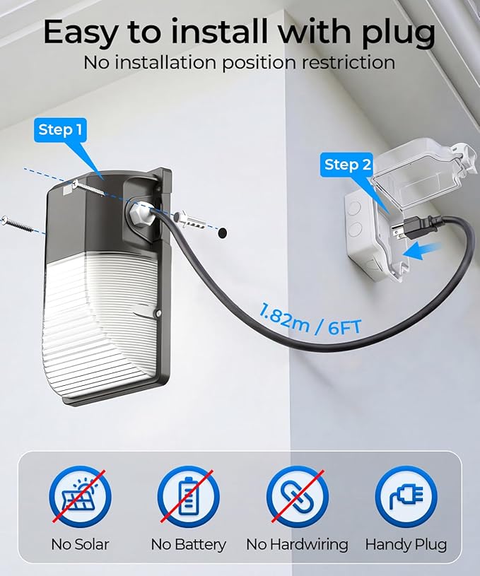 CINOTON 30W Plug in LED Wall Pack Light