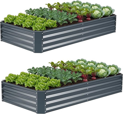 ZORMY 2Pack 6×3×1ft Galvanized Raised Garden Bed Kit, Metal Planter Boxes