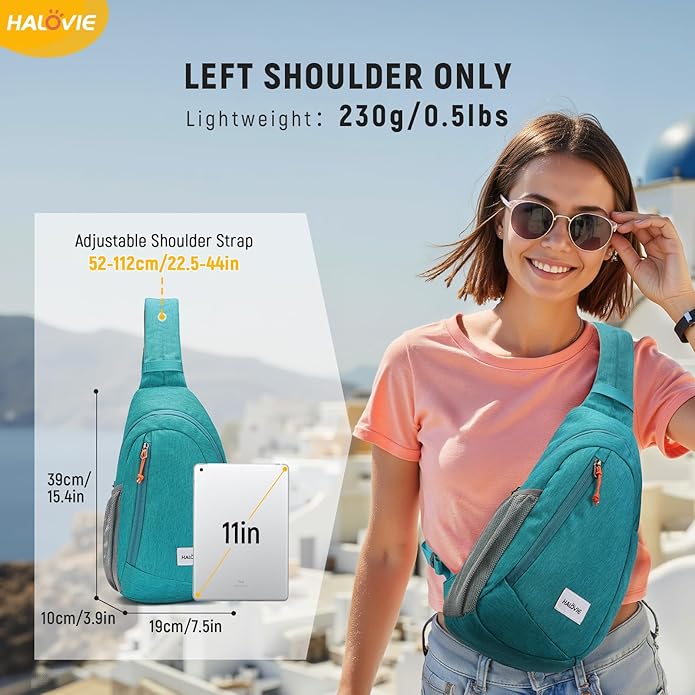 HALOVIE Anti Theft Crossbody Sling Bag RFID Travel Sling Backpack Lightweight Hiking Shoulder Chest Bag for Walking Work
