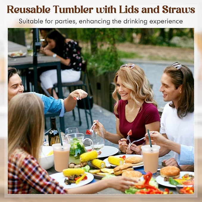 Lounsweer 15 Pcs Clear Reusable Cups
