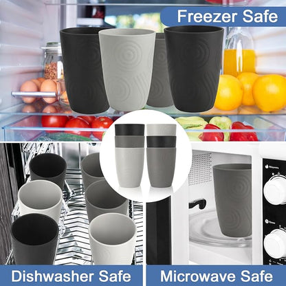 Wheat Straw Cups 6 PCS - 16 OZ Drinking Glasses