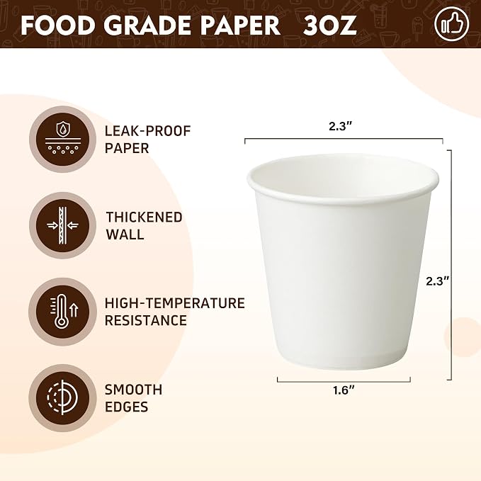 YEEHAW 3 oz 3000 Pack Small White Disposable Paper Cups |