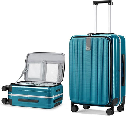 Hanke 26 Inch Large Luggage Suitcase Top Opening Aluminum Frame Tsa Luggage Hard Shell Suitcases with Wheels for Travel Woman Men, Caribbean Blue