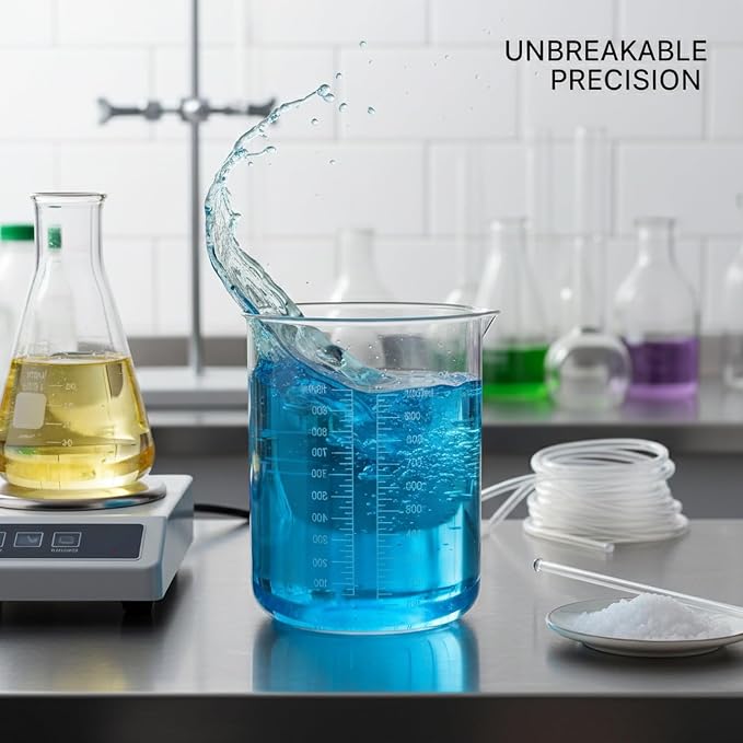1000 mL Plastic Beaker, Shatter-Resistant Polypropylene Measuring Cup
