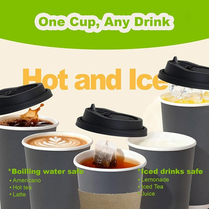 100 Pack 16 oz Disposable Coffee Cups