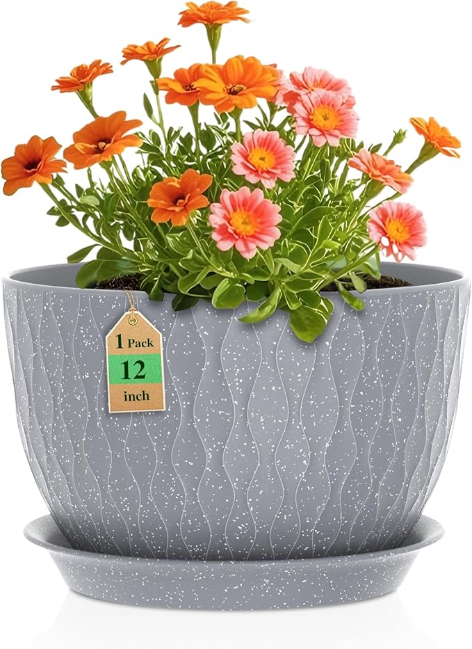 12 Inch Wide Water Ripples Flower Pots