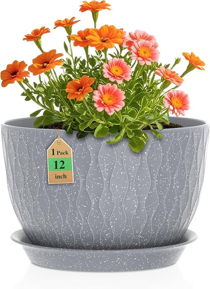 12 Inch Wide Water Ripples Flower Pots