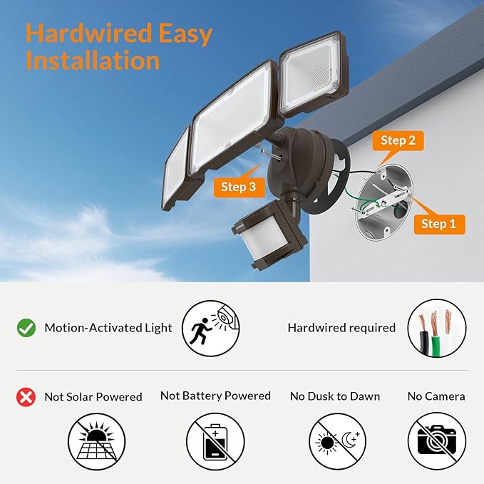 LEPOWER LED Security Light Motion Sensor Light Outdoor, 38W 4200LM Motion
