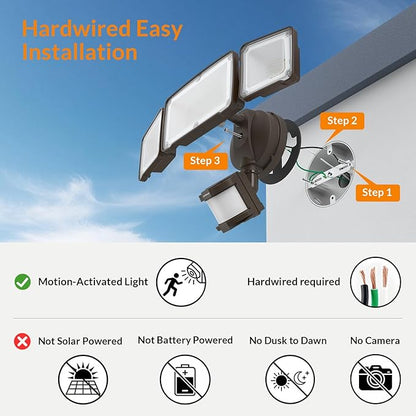 LEPOWER LED Security Light Motion Sensor Light Outdoor, 38W 4200LM Motion