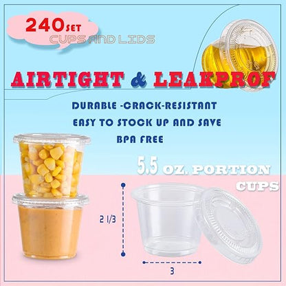 Portion Cups With Lids, 240 Sets