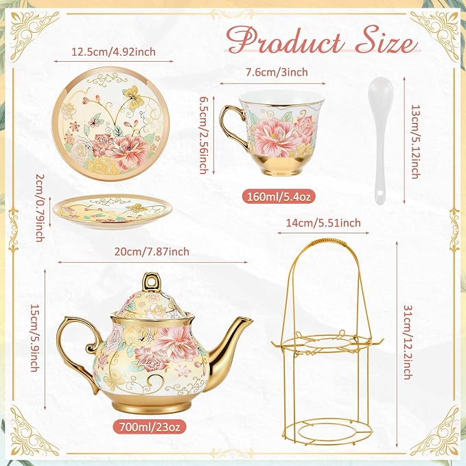 Zhehao 20 Pcs Porcelain Tea Set