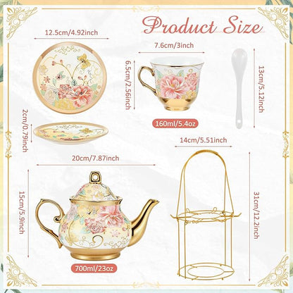 Zhehao 20 Pcs Porcelain Tea Set