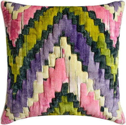 The HomeCentric King/Queen/Twin Pink & Purple Decorative CA King 86"x18" Bed Runner with One Pillow Cover, Chevron, Quilted Bed Scarf on Velvet Fabric - Artful Chevron