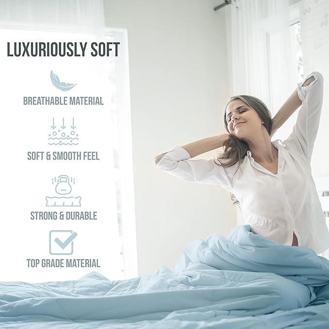 King Size Sheets Set Cooling - Luxury Hotel Sheets - Soft Bed Sheet with Elastic Corner Straps - Deep Pockets Microfiber Bedsheet - Bedding Sheet & Pillowcases - 4 PC (King, Light Blue)