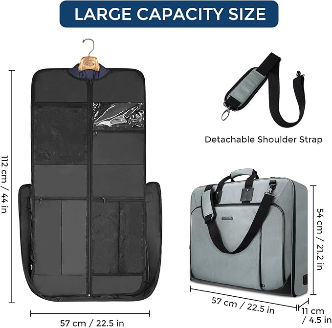 Noozion Garment Bag for Travel Large Carry On Suit Bag Hanging Travel Suit Bags Waterproof Suitcase Luggage Bag for Men Women Business Trips with Shoulder Strap