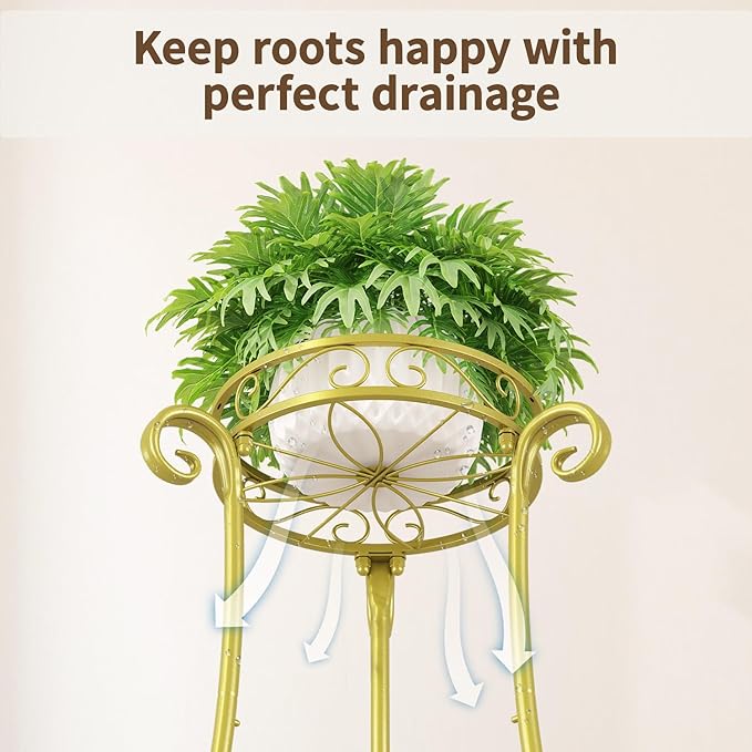 LASZOLA 2 Tier Gold Metal Plant Stand