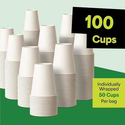 EconoHome 8 oz 100 Pack Disposable Coffee Paper Cups