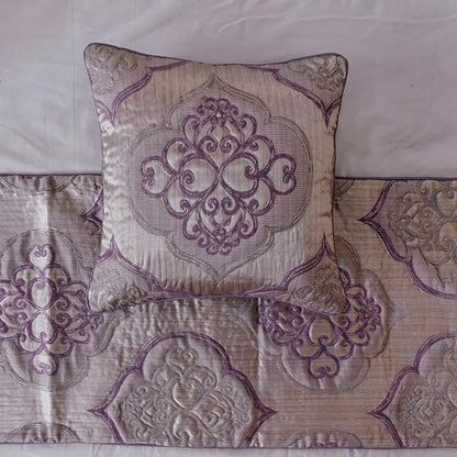 The HomeCentric King/Queen/Twin Purple Decorative Full 68"x18" Bed Runner with Pillow Cover, Damask & Quilted Bed Scarf on Jacquard Fabric - Embre Purple