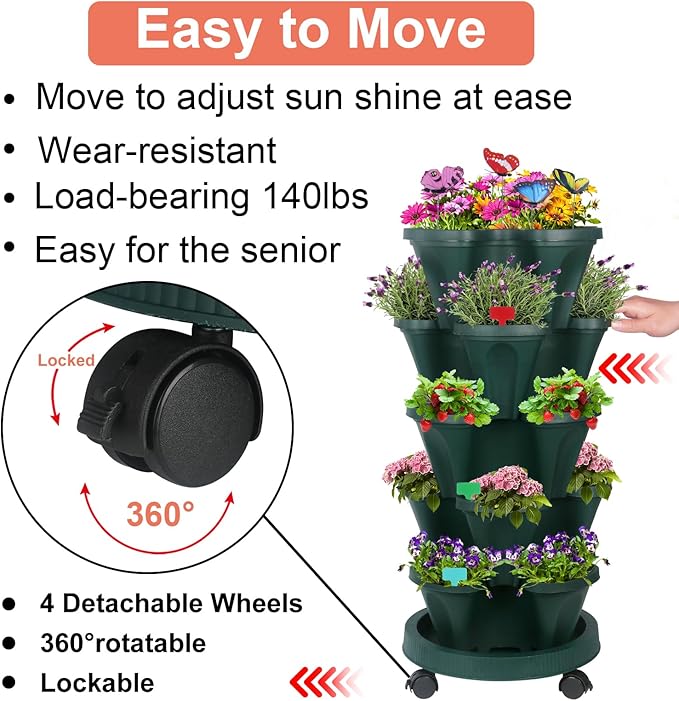 DUNCHATY Stackable Planter, Vertical Strawberry Planter