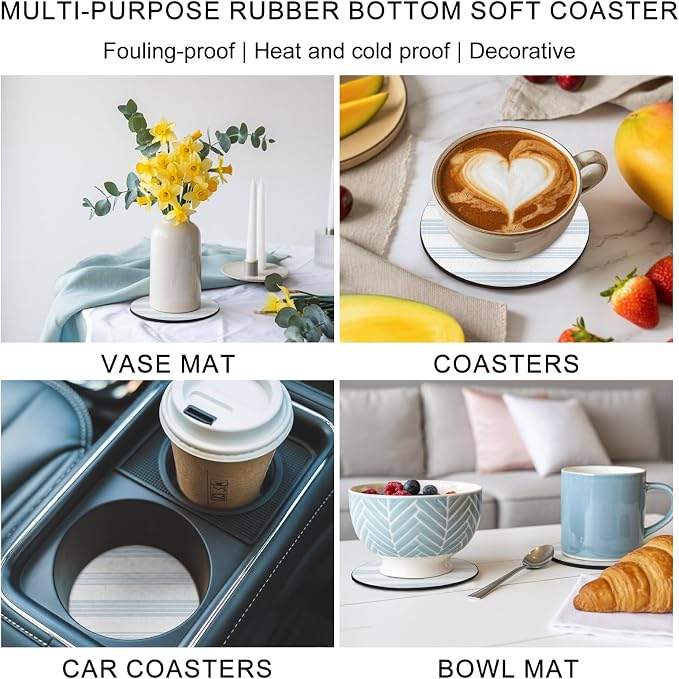 Horizontal Striped Coasters Set of 4, Absorbent Coasters