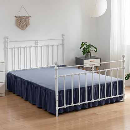 Bed Skirt Queen Size Ruffled Bed Skirt with Split Corners, 18 Inch Drop Dust Ruffle Bed Skirt with Platform, Blue (Queen - 18" Drop)