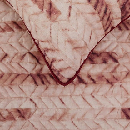 The HomeCentric King/Queen/Twin Maroon & Ivory Decorative Full 68"x18" Bed Runner with Pillow Cover, Tie & Dye, Beaded & Quilted Bed Scarf on Cotton Fabric - Tie Dye Love