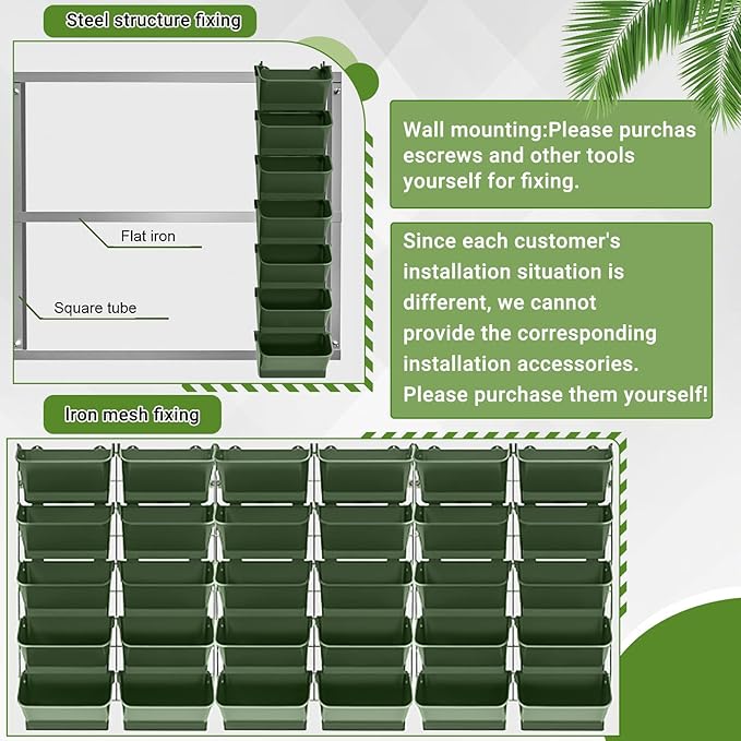 30 Set 60 Pocket Vertical Stackable Wall Planters Kit Outdoor Self Watering