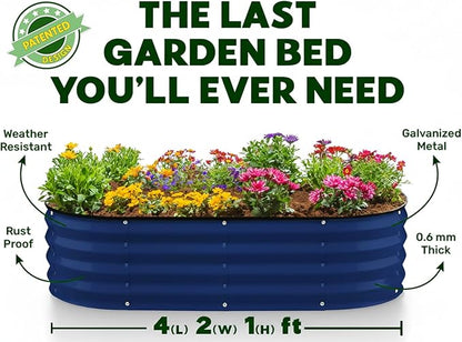 Plant & Plot Galvanized Raised Garden Beds Outdoor // 4×2×1 ft Planter Raised