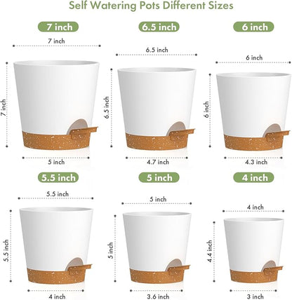 7/6.5/6/5.5/5/4 inch Self Watering Pots